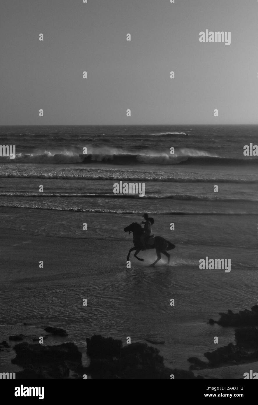 Der Strand von Sidi Kaouki in der Nähe von Essaouira. Marokko Stockfoto