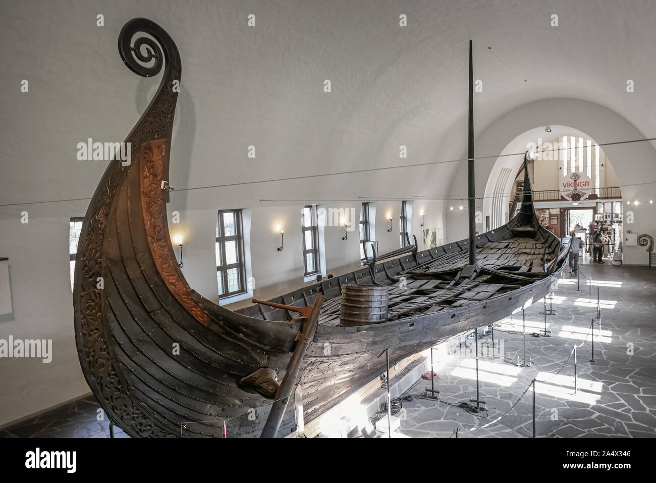 Das Osebergschiff in der Viking Ship Museum in Oslo, Norwegen Stockfoto