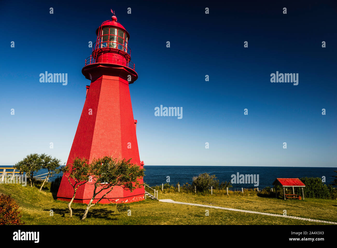 Von Taulane Leuchtturm La Martre, Quebec, CA Stockfoto