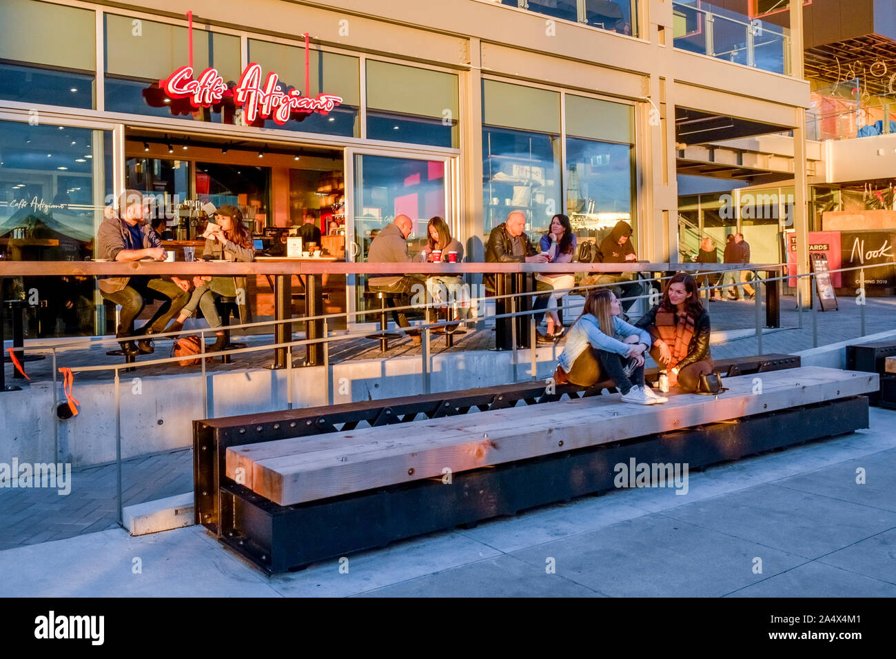 Caffe Artigiano, Werften, untere Lonsdale, North Vancouver, British Columbia, Kanada Stockfoto