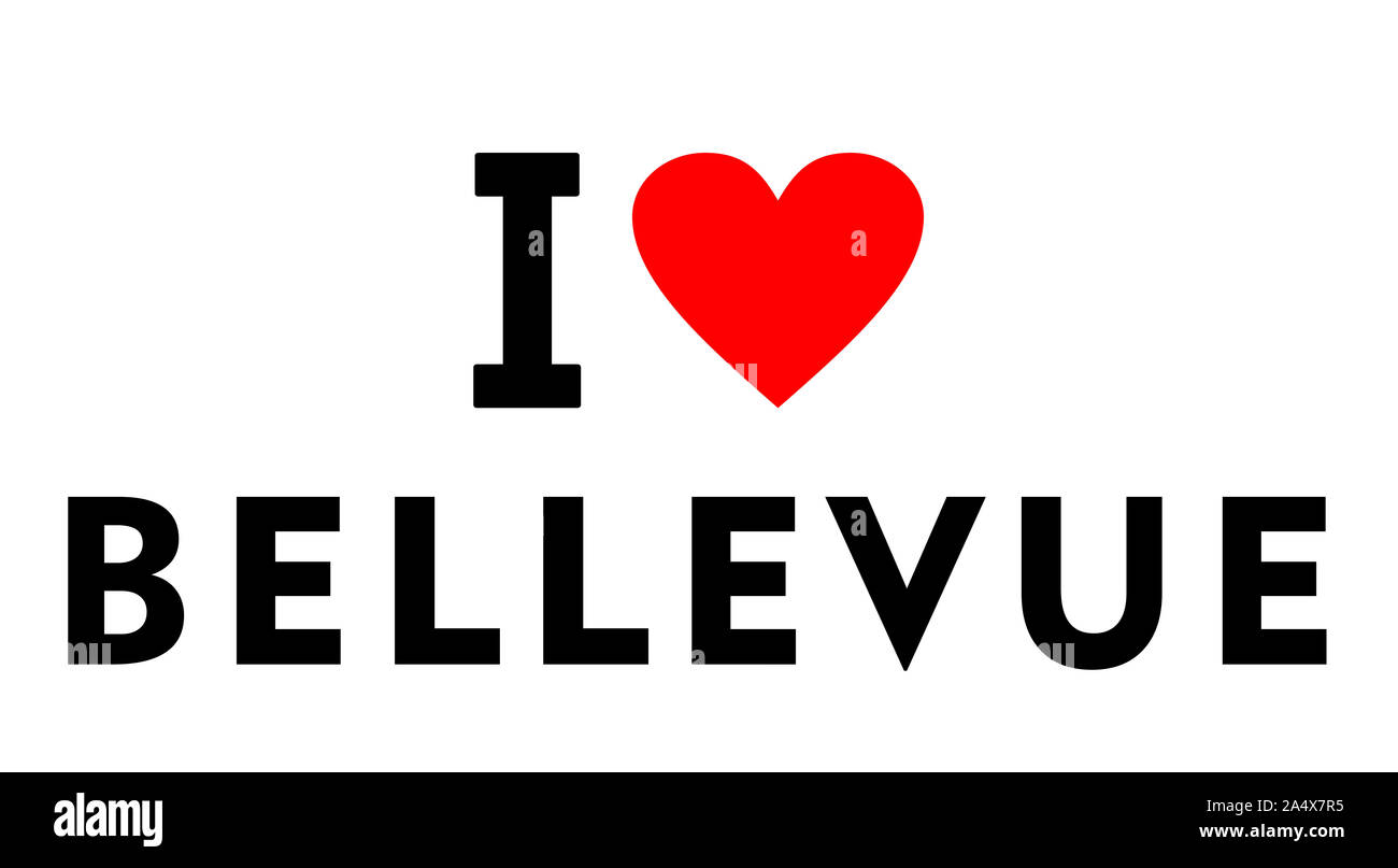 Ich liebe Bellevue city United States land Herz Symbol Stockfoto