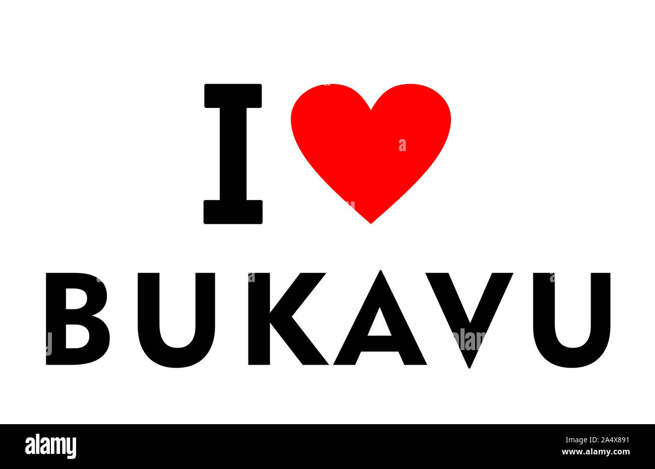 Ich liebe die Stadt Bukavu im Osten der Demokratischen Republik Kongo land Herz Symbol Stockfoto