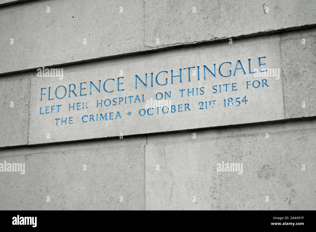 Plakette Krankenhaus, in dem Florence Nightingale vor der Abreise für den Krimkrieg gearbeitet zu markieren Stockfoto