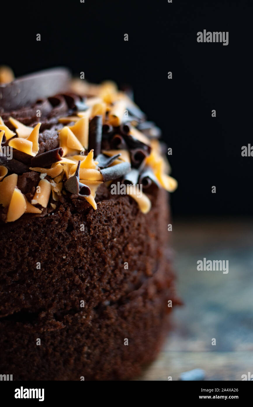 Close up Schokolade orange Kuchen Stockfoto