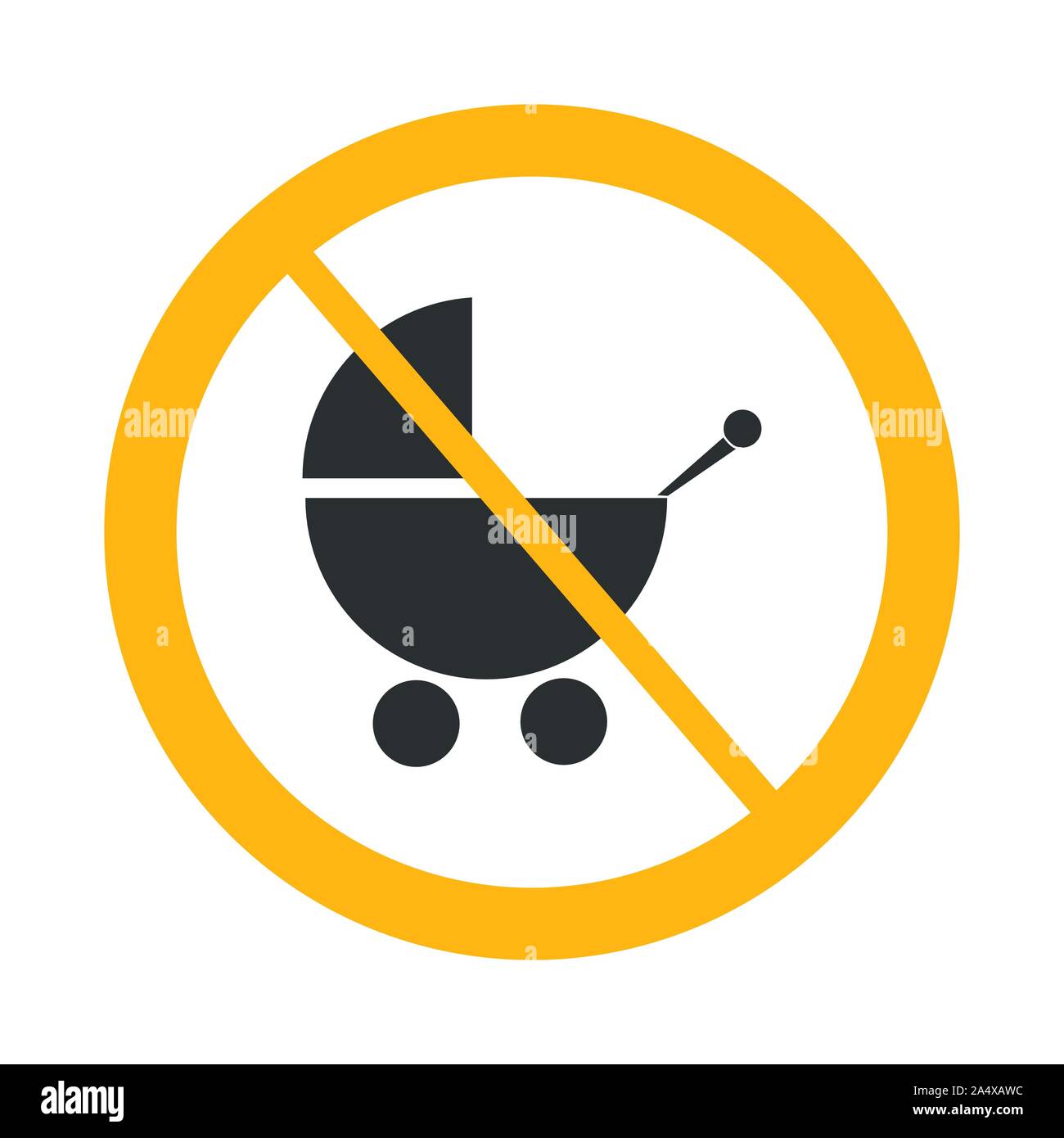 Vektor nicht erlaubte Zeichen auf weißem Hintergrund mit gelben Kreis. Abbildung: im Café, Restaurant. Stock Vektor