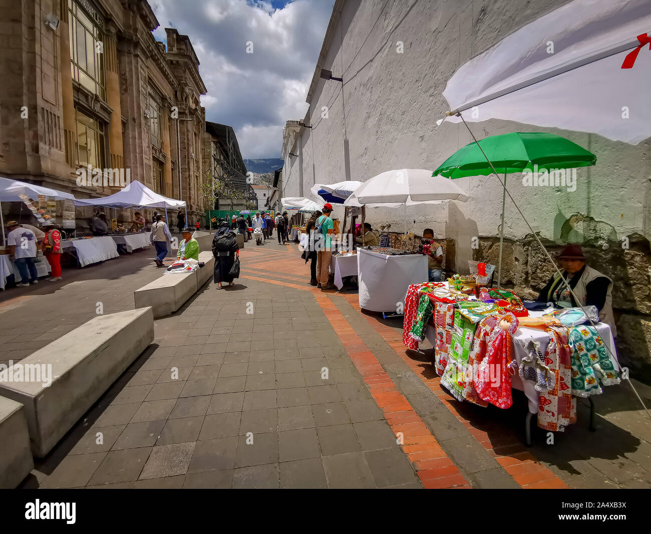 Quito, Ecuador, 29. September 2019: Blick auf die Altstadt von Quito, Ecuador. Von der Unesco proklamierten Stockfoto