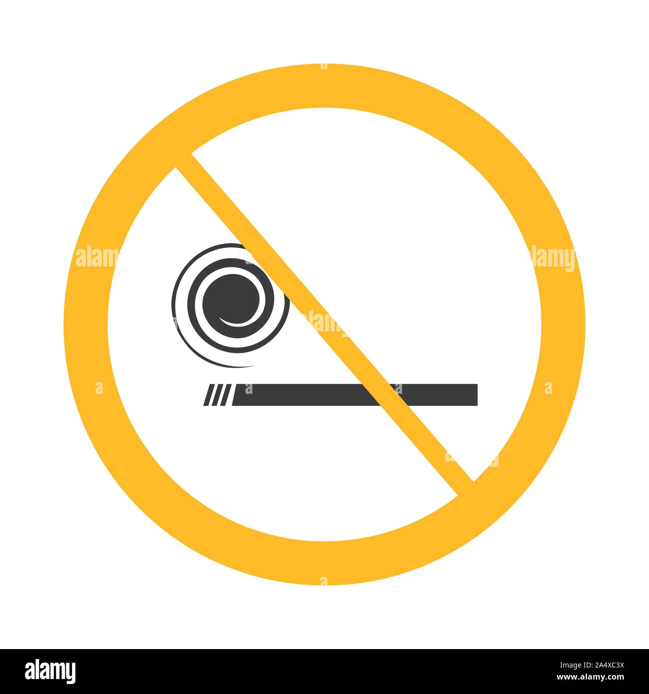 Vektor nicht erlaubte Zeichen auf weißem Hintergrund mit gelben Kreis. Abbildung: im Café, Restaurant. Stock Vektor