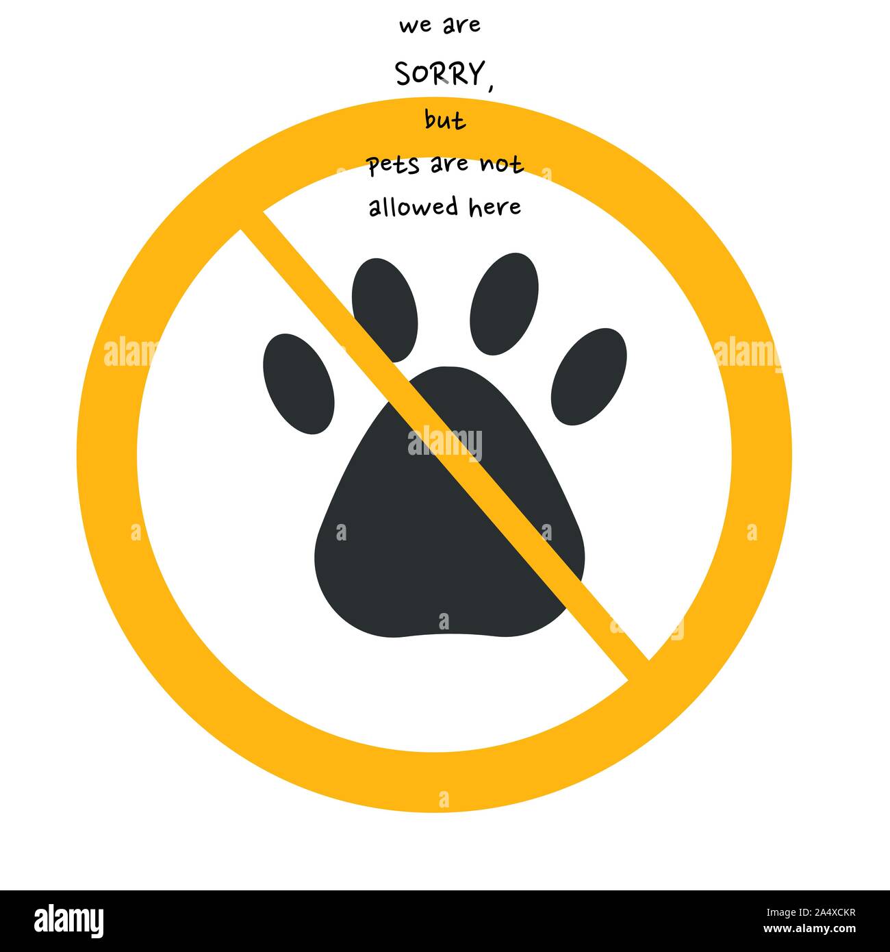 Vektor höflich nicht erlaubt Zeichen auf weißem Hintergrund mit gelben Kreis. Abbildung: im Café, Restaurant. Stock Vektor