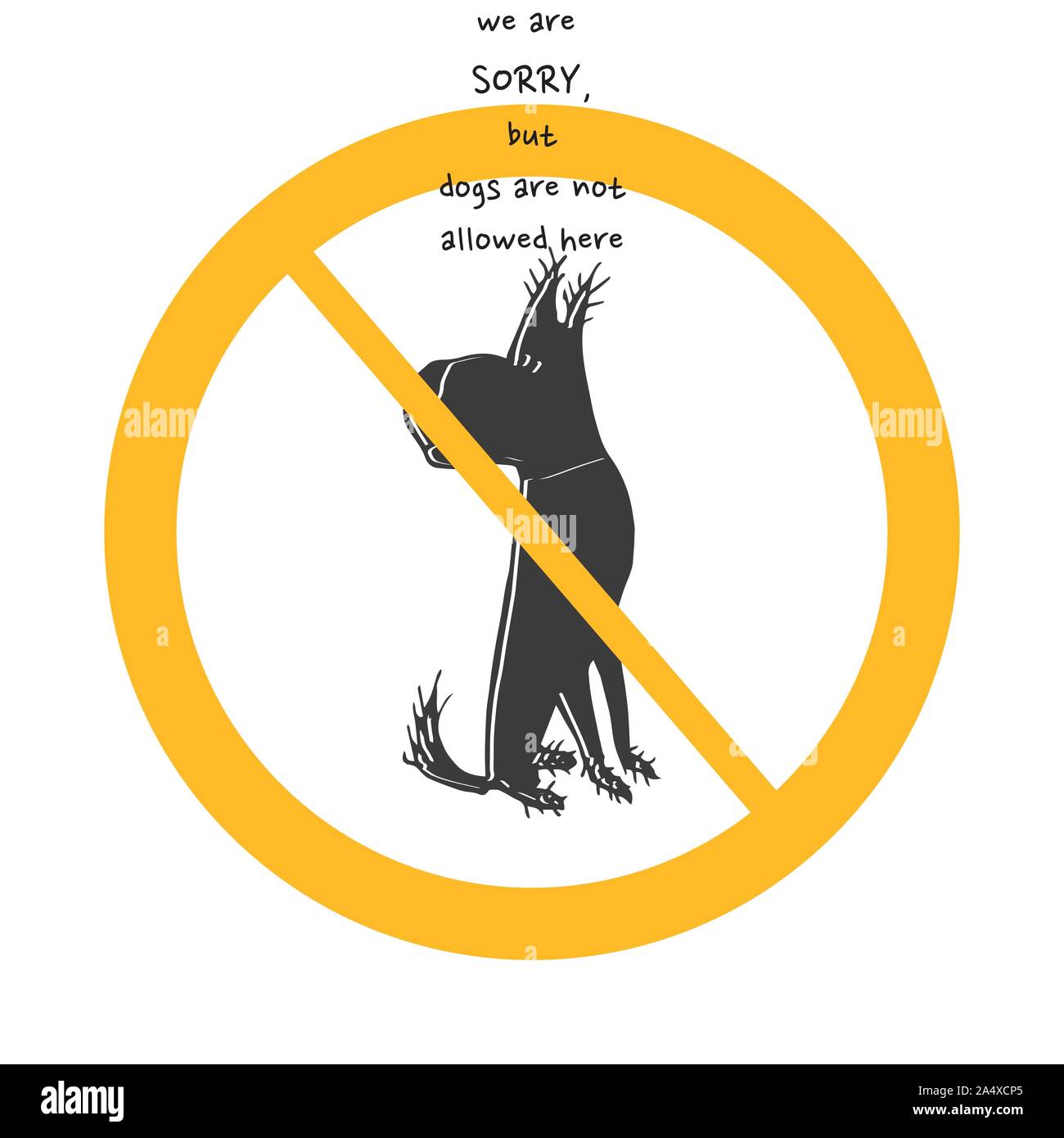 Vektor höflich nicht erlaubt Zeichen auf weißem Hintergrund mit gelben Kreis. Abbildung: im Café, Restaurant. Stock Vektor