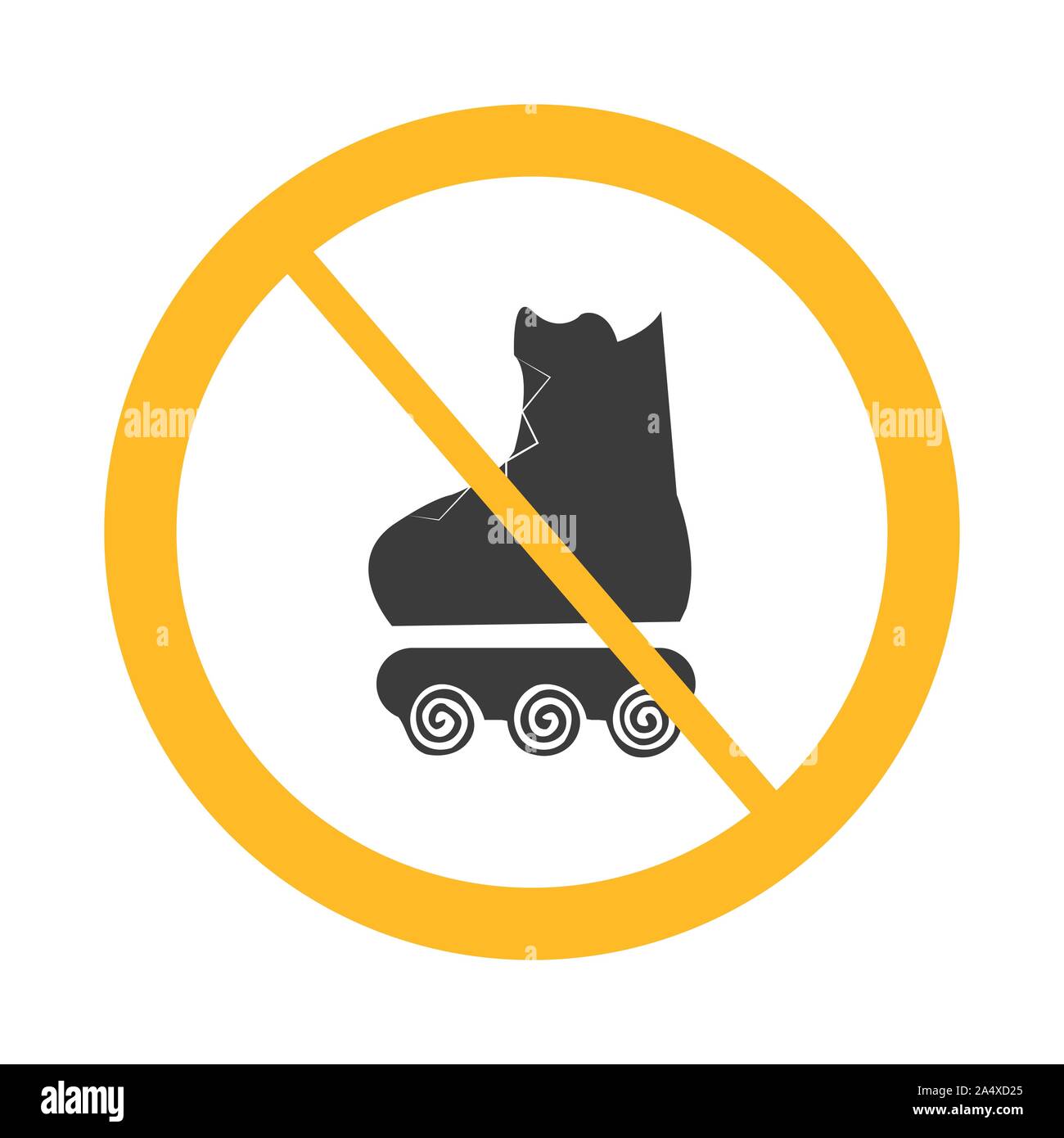 Vektor nicht erlaubte Zeichen auf weißem Hintergrund mit gelben Kreis. Abbildung: im Café, Restaurant. Stock Vektor