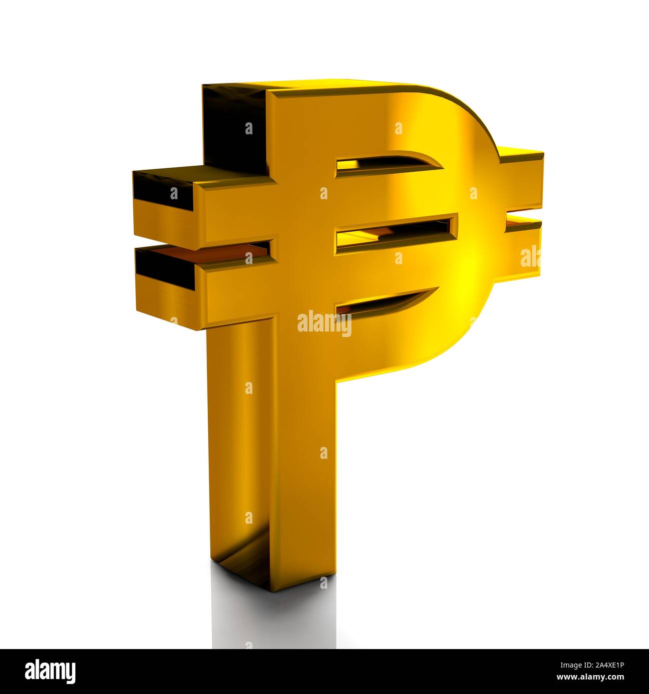 Kuba Peso Währungssymbole, Farbe Gold, 3D-Rendering auf weißem Hintergrund Stockfoto