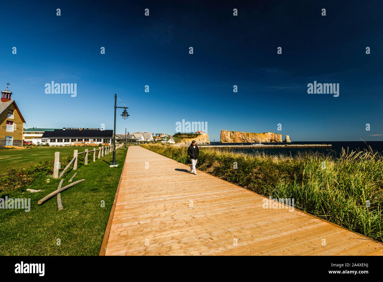 Strand und Promenade Percé Rock Percé, Quebec, CA Stockfoto