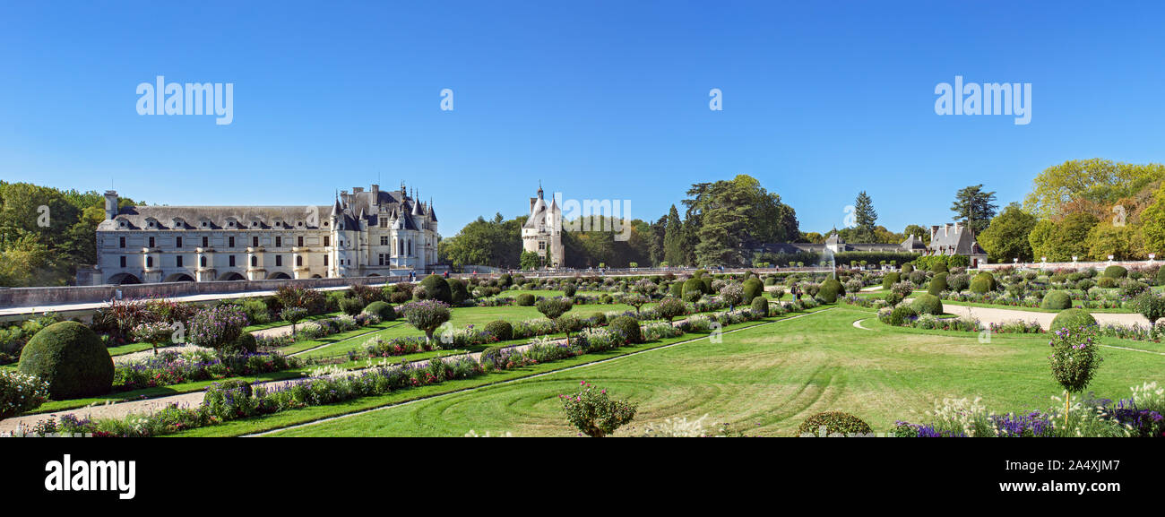 Chateau de Chenonceau und Garten in das Tal der Loire - Frankreich Stockfoto