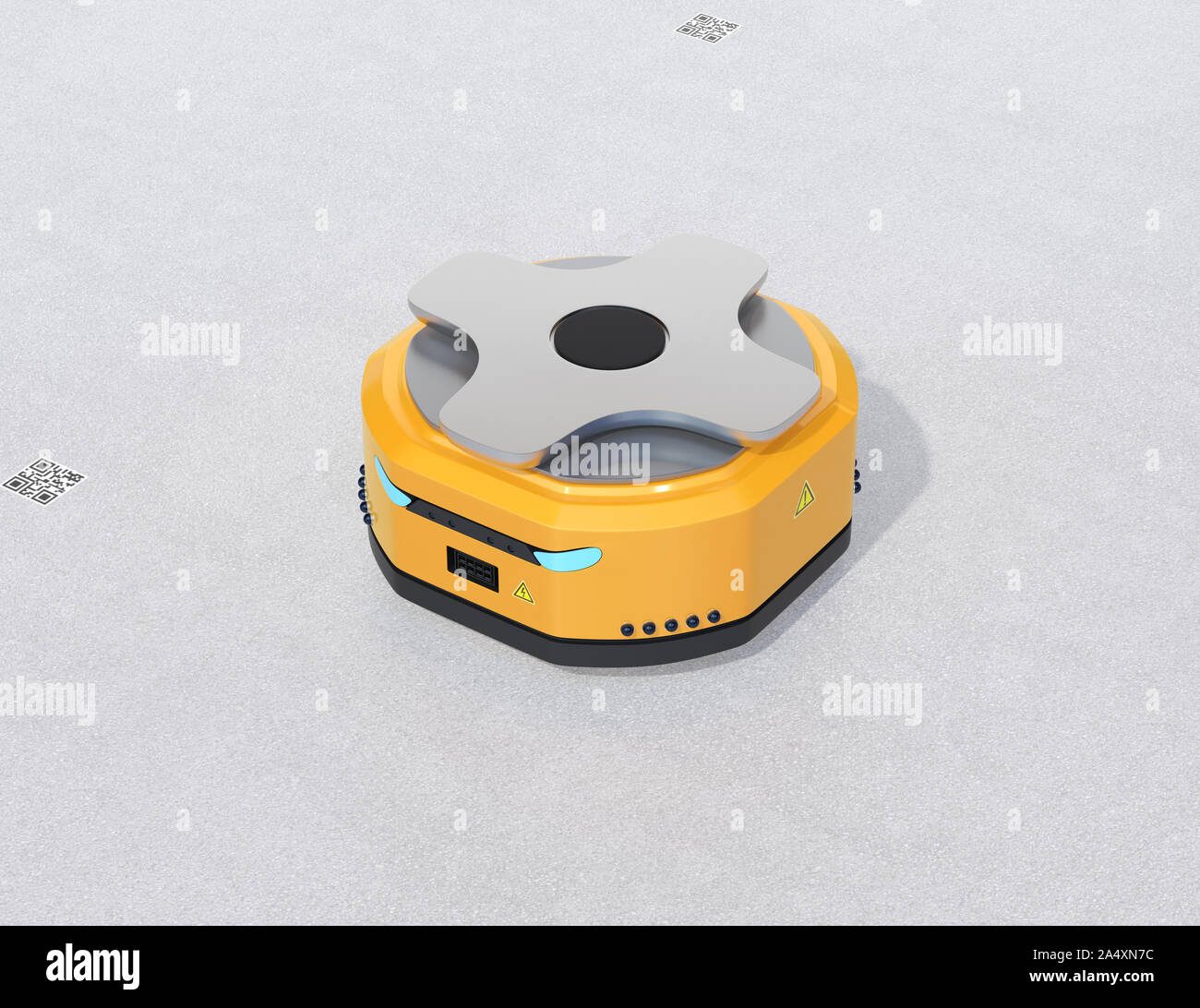 Autonome Mobile Roboter isoliert auf weißem Hintergrund. 3D-Bild. Stockfoto