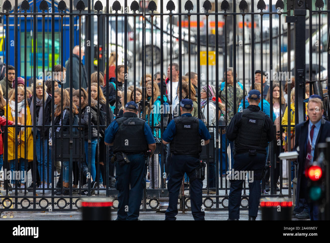 16. Oktober 2019, Minister der Ankunft in Nummer 10 Downing Street, Westminster, London. Stockfoto