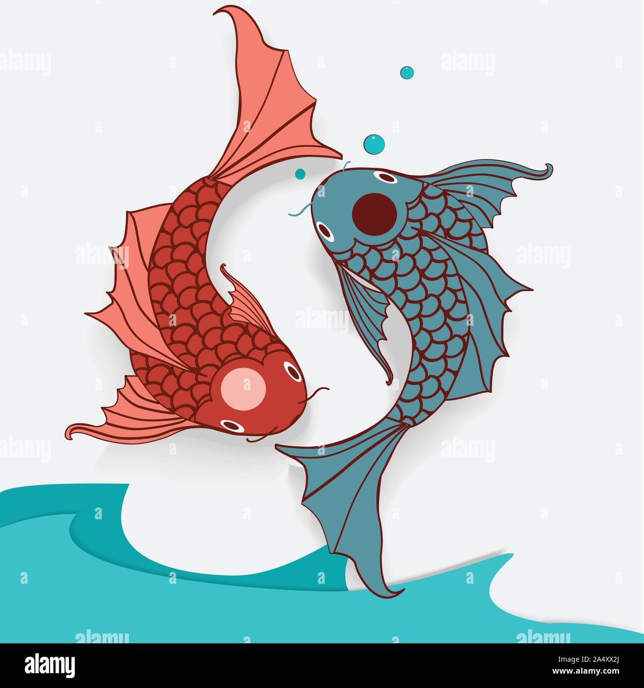 Yin Yang Symbol mit Koi Fisch. Stock Vektor