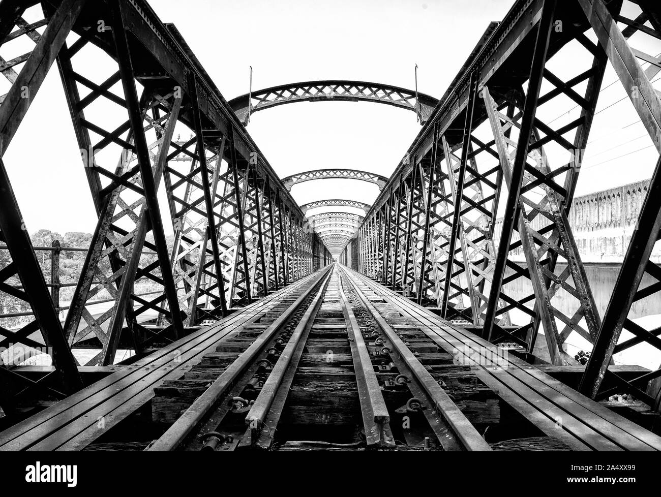 Victoria Bridge ist eine einspurige Eisenbahnlinie Räumerbrücke in Karai entfernt, im Bundesstaat Perak, Malaysia. Stockfoto