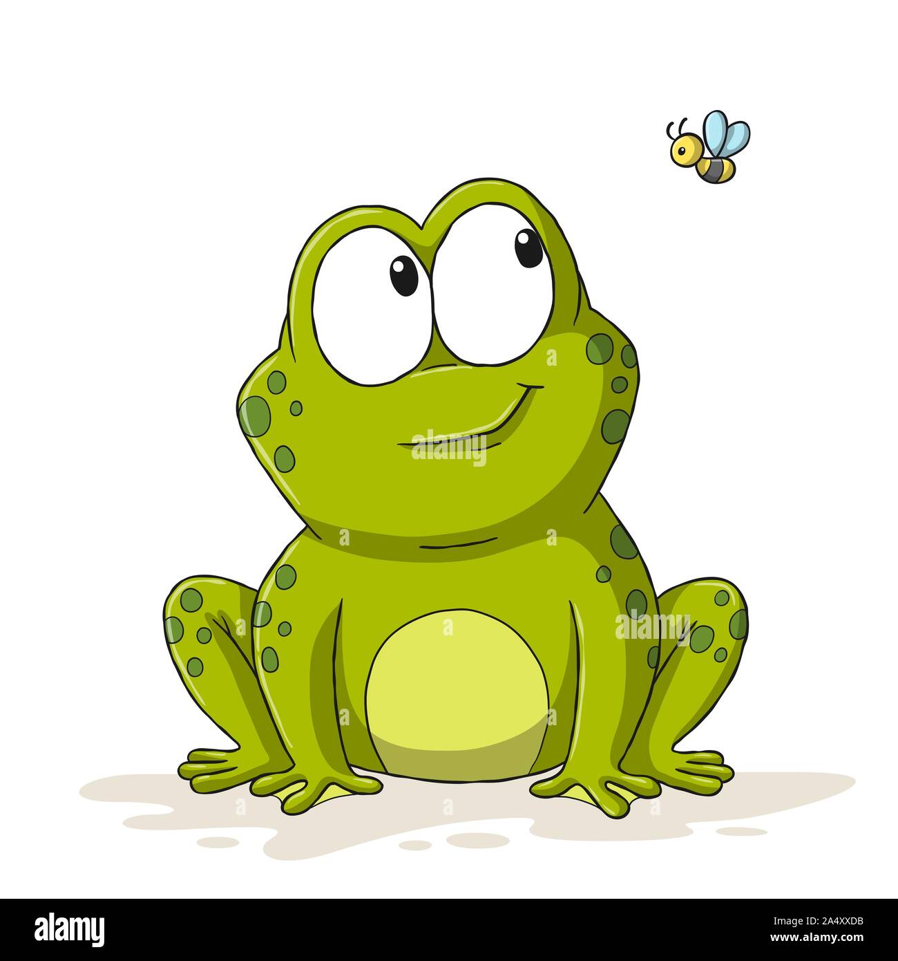 Lustige cartoon Frosch mit Biene. Hand Vector Illustration mit separaten  Ebenen gezeichnet Stock-Vektorgrafik - Alamy
