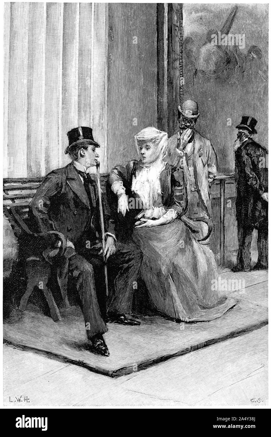 Gravur eines Paares in einem Gespräch in der Rotunde im Capitol. Von Harper's Magazine 1895 Stockfoto