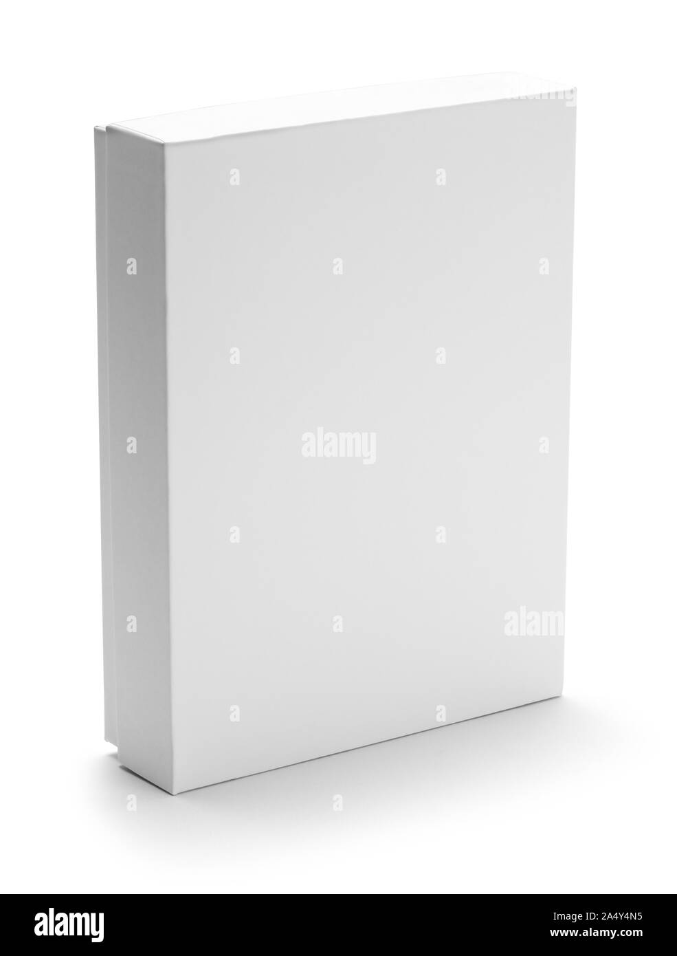 Flache weiße Box Frontansicht isoliert auf weißem Hintergrund. Stockfoto