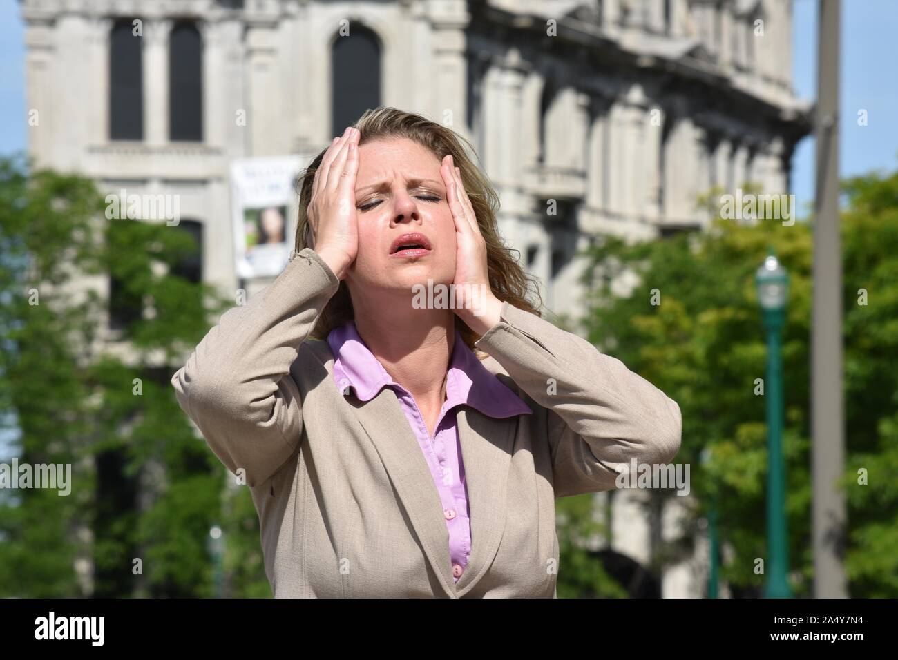 Nach Blond Geschäftsfrau und Stress Stockfoto