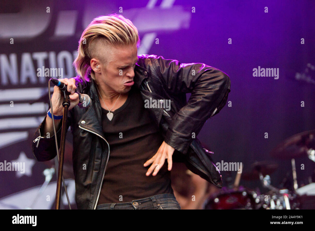 Väsbygruppen H.E.A.T. führt während der väsby Rock Festival. Upplands Vasby, Schweden. Stockfoto