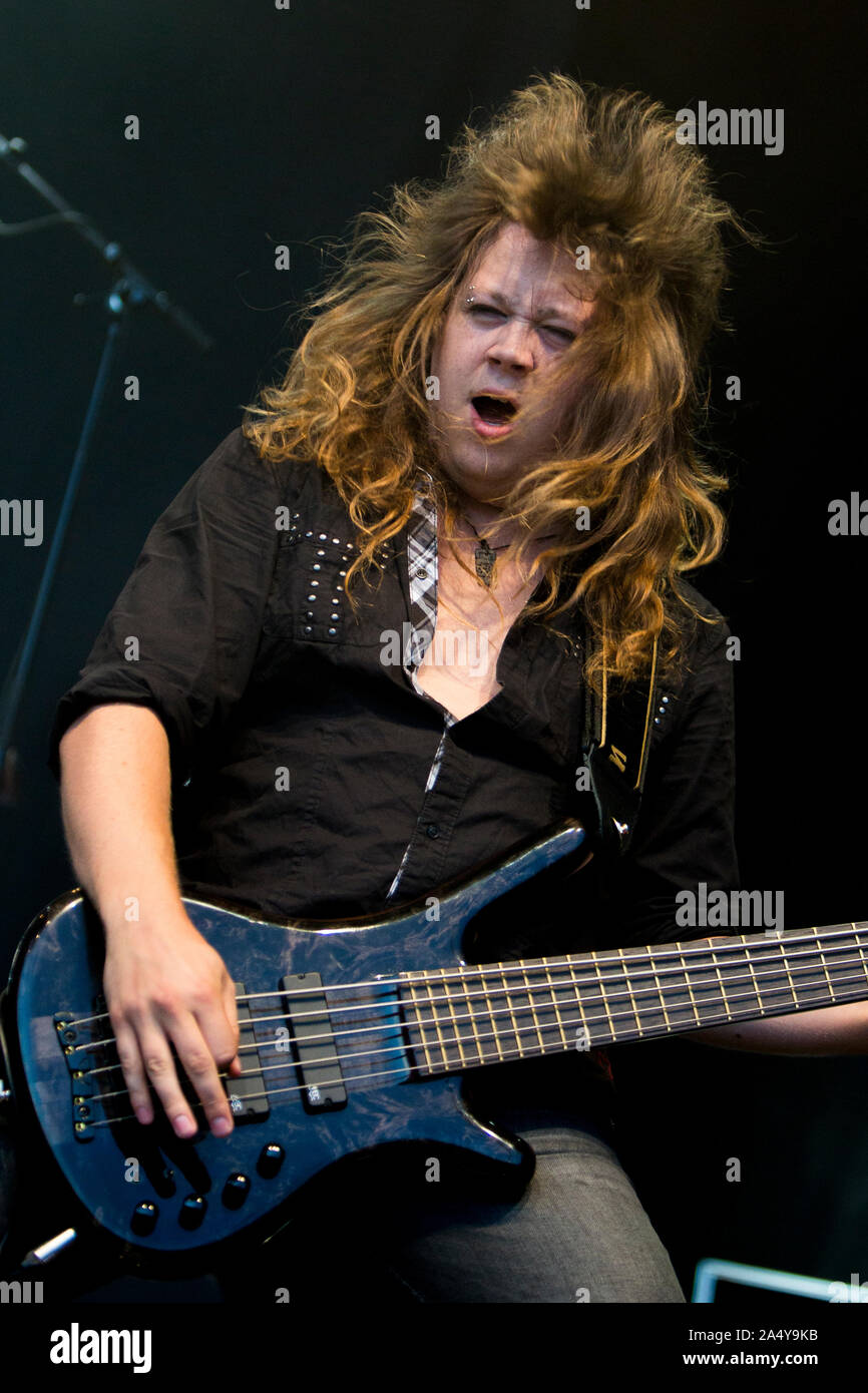 Väsbygruppen H.E.A.T. führt während der väsby Rock Festival. Upplands Vasby, Schweden. Stockfoto