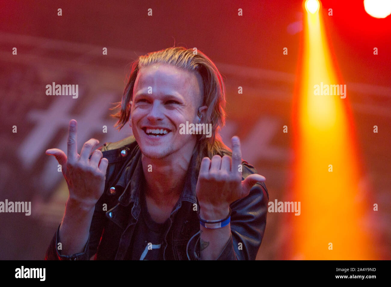 Väsbygruppen H.E.A.T. führt während der väsby Rock Festival. Upplands Vasby, Schweden. Stockfoto