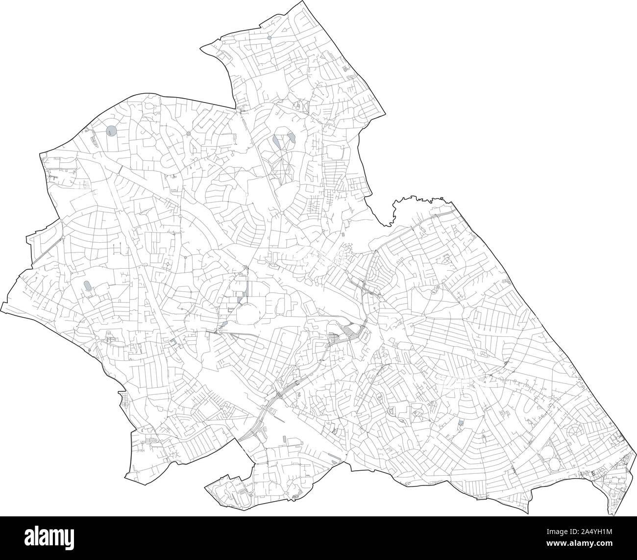 Sat-Blick auf den Londoner Stadtteilen, Karte und Straßen von Brent Borough. England Stock Vektor