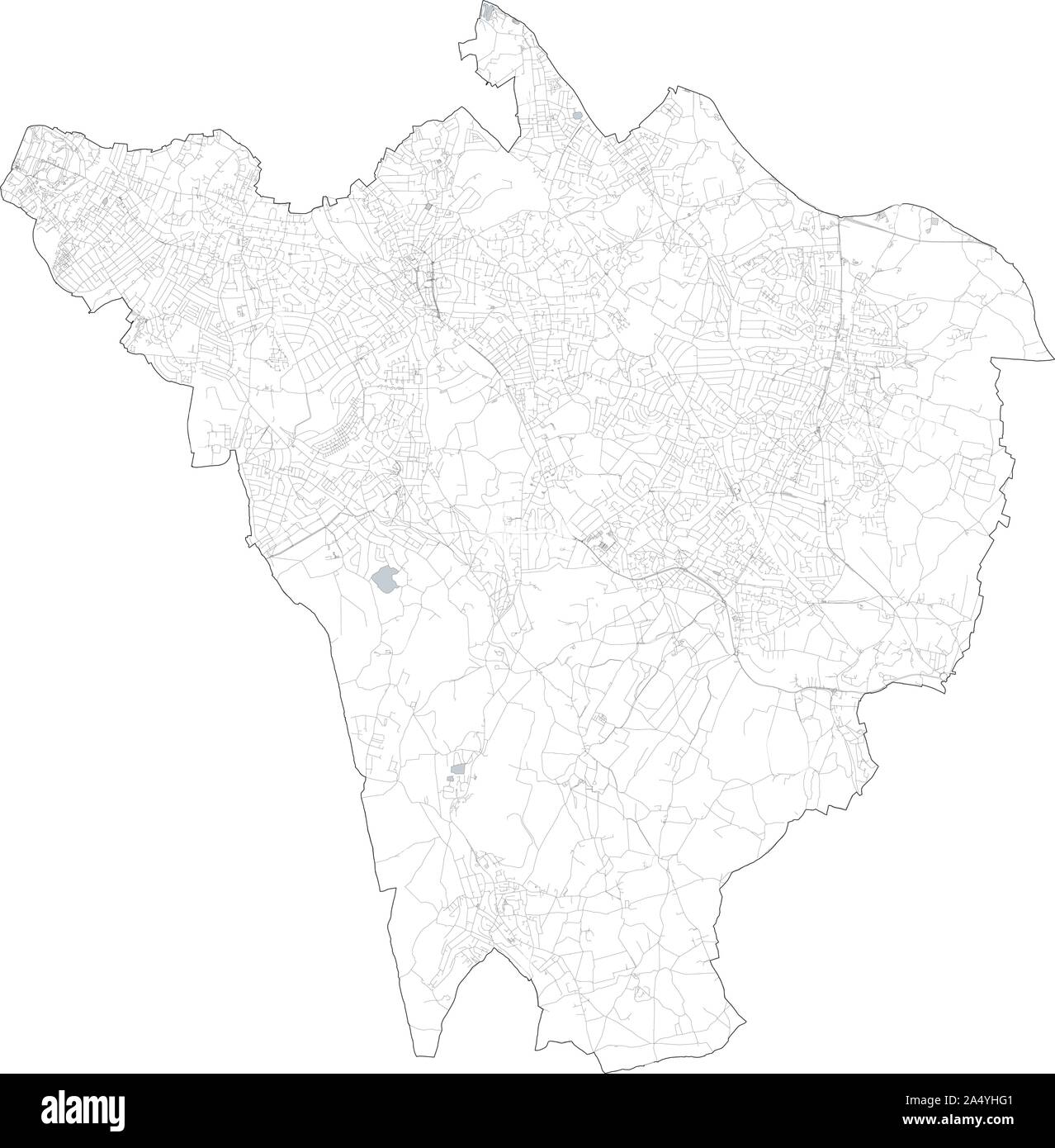 Sat-Blick auf den Londoner Stadtteilen, Karte und Straßen von Bromley Borough. England Stock Vektor