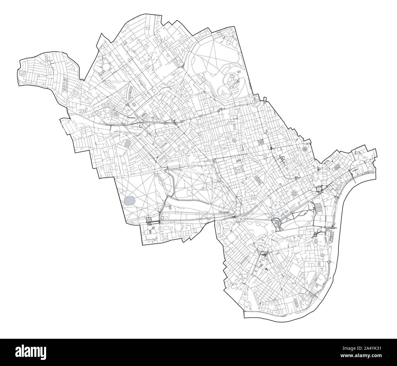 Sat-Blick auf den Londoner Stadtteilen, Karte und die Straßen der Stadt von Westminster Borough. England Stock Vektor