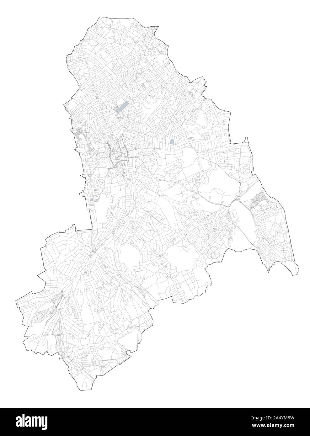 Sat-Blick auf den Londoner Stadtteilen, Karte und Straßen von Croydon Borough. England Stock Vektor