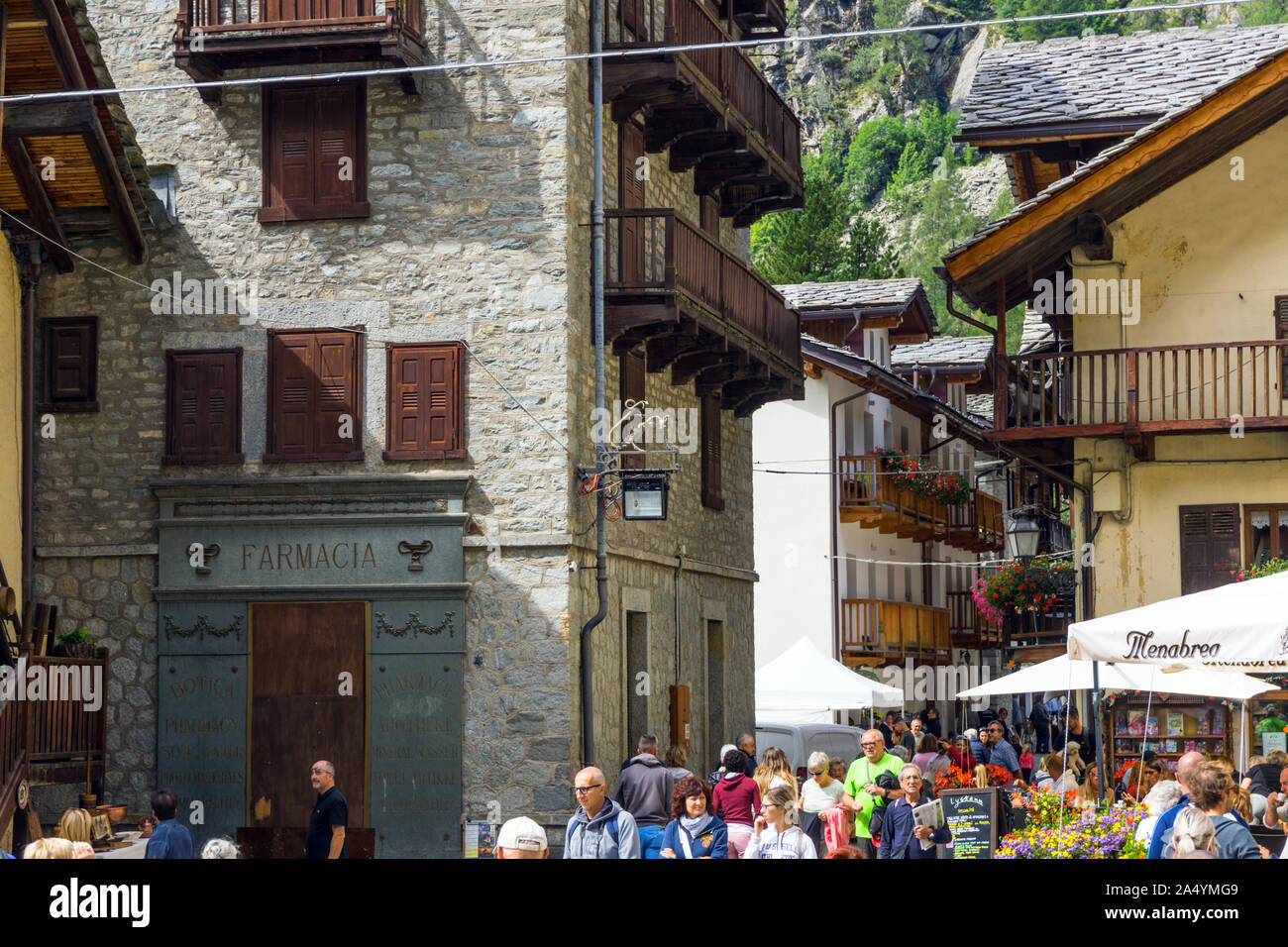 Italien, Aostatal, Gaby, Downtown Stockfoto
