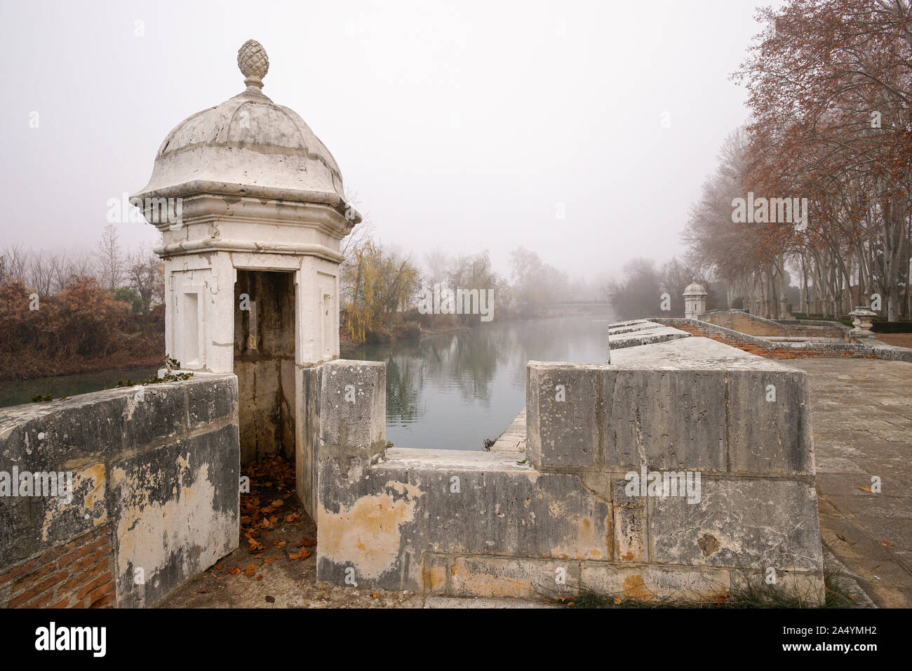 Prüfpunkte des Piers der Aranjuez Gärten. Madrid Stockfoto