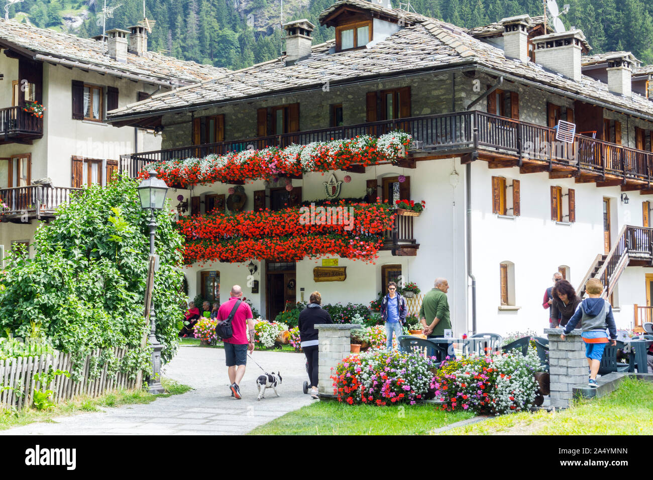 Italien, Aostatal, Gaby, typische Architektur Stockfoto