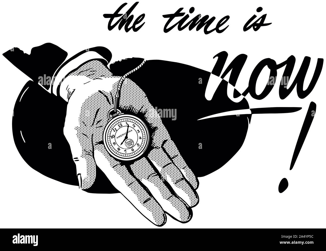 Jetzt ist die Zeit - Hand Taschenuhr Stockfoto