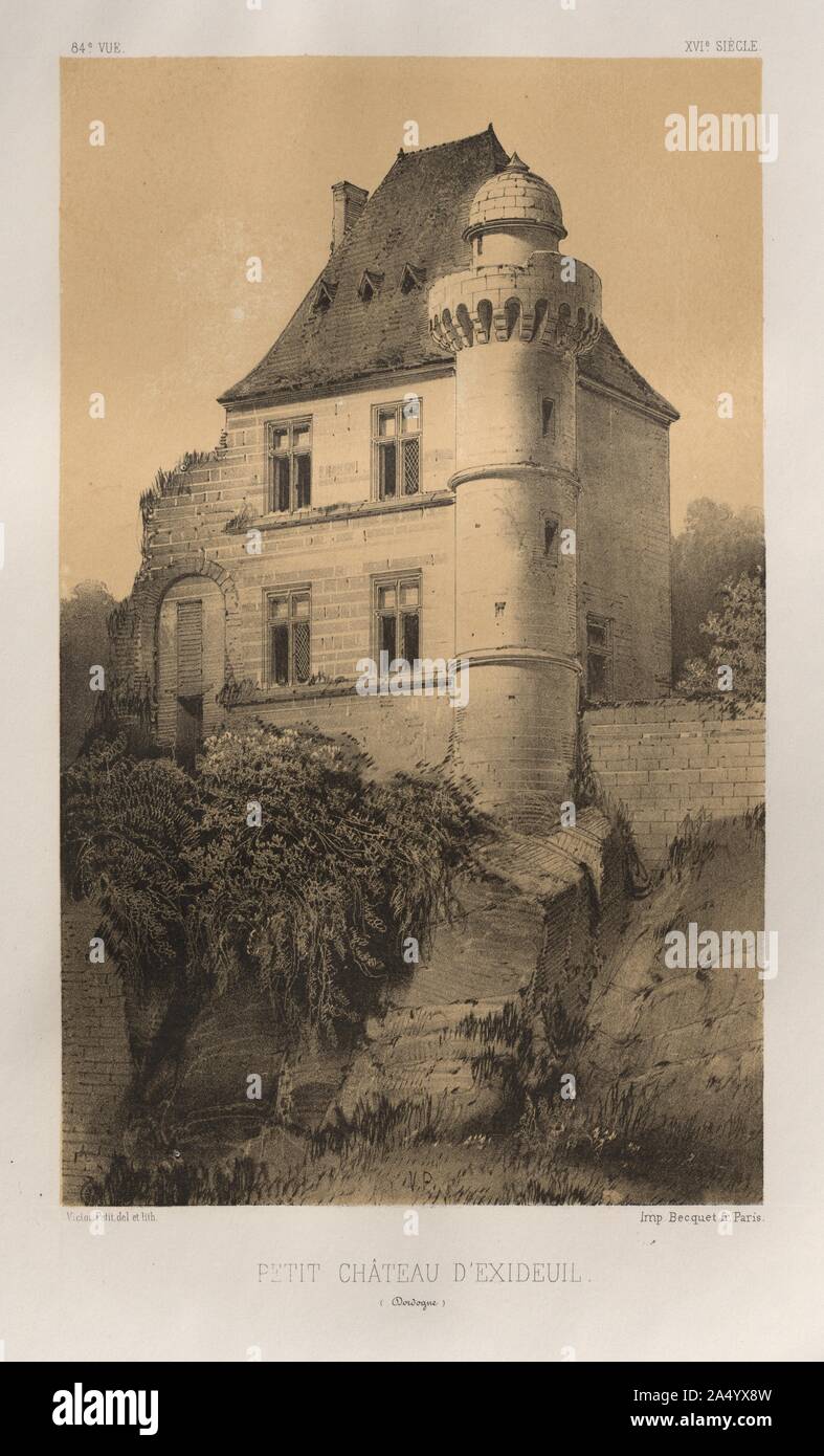 Architektur Pittoresque ou Denkmäler des XVeme. Et XVIeme. Siecles: Chateaux de France des XV Siecles et XVI: Pl. 84, Petit Ch&#xe2;teau dExideuil (Dordogne), 1860. Stockfoto