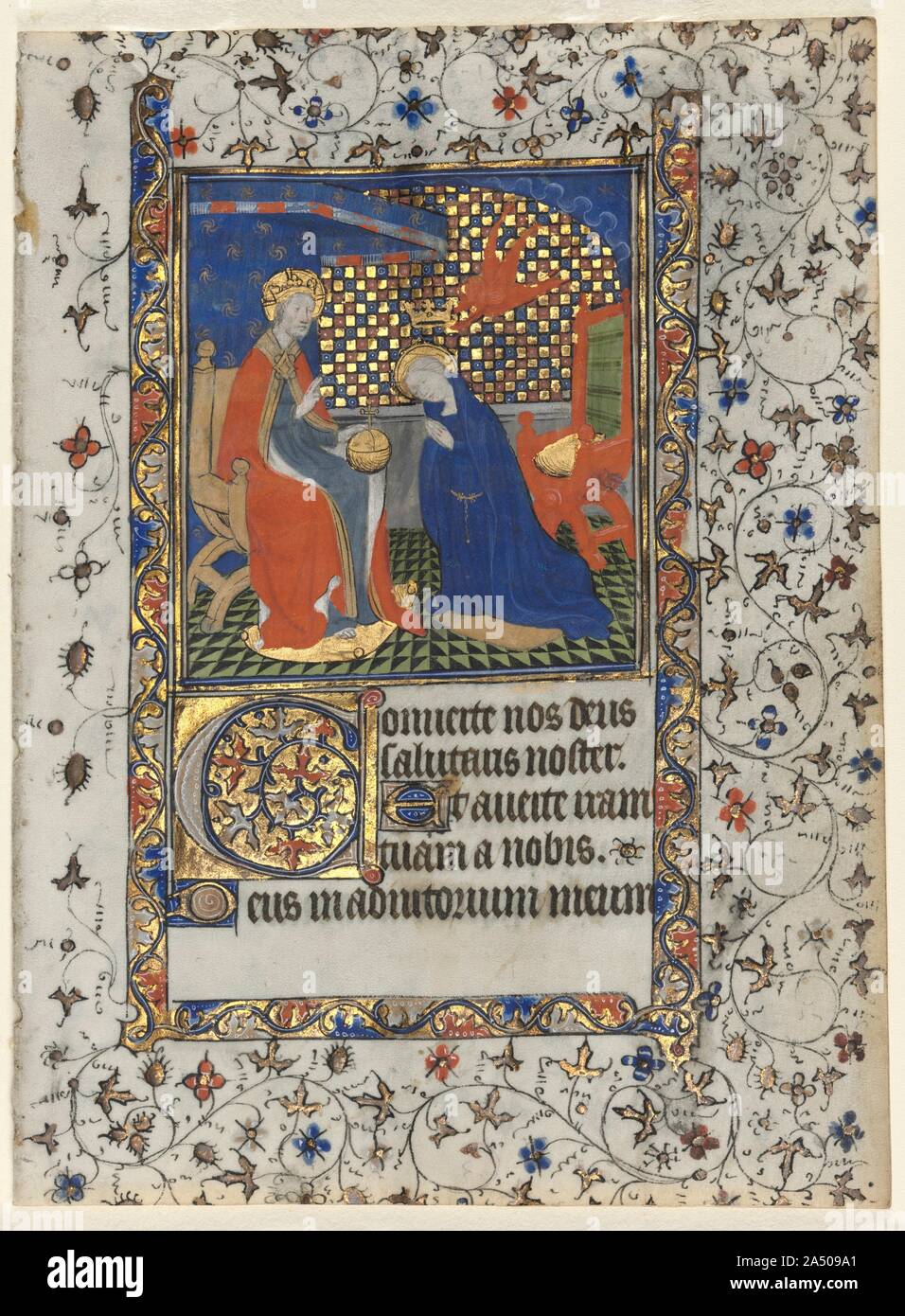 Bifolio aus einem Buch von Stunden: Krönung der Jungfrau, C. 1415. Stockfoto