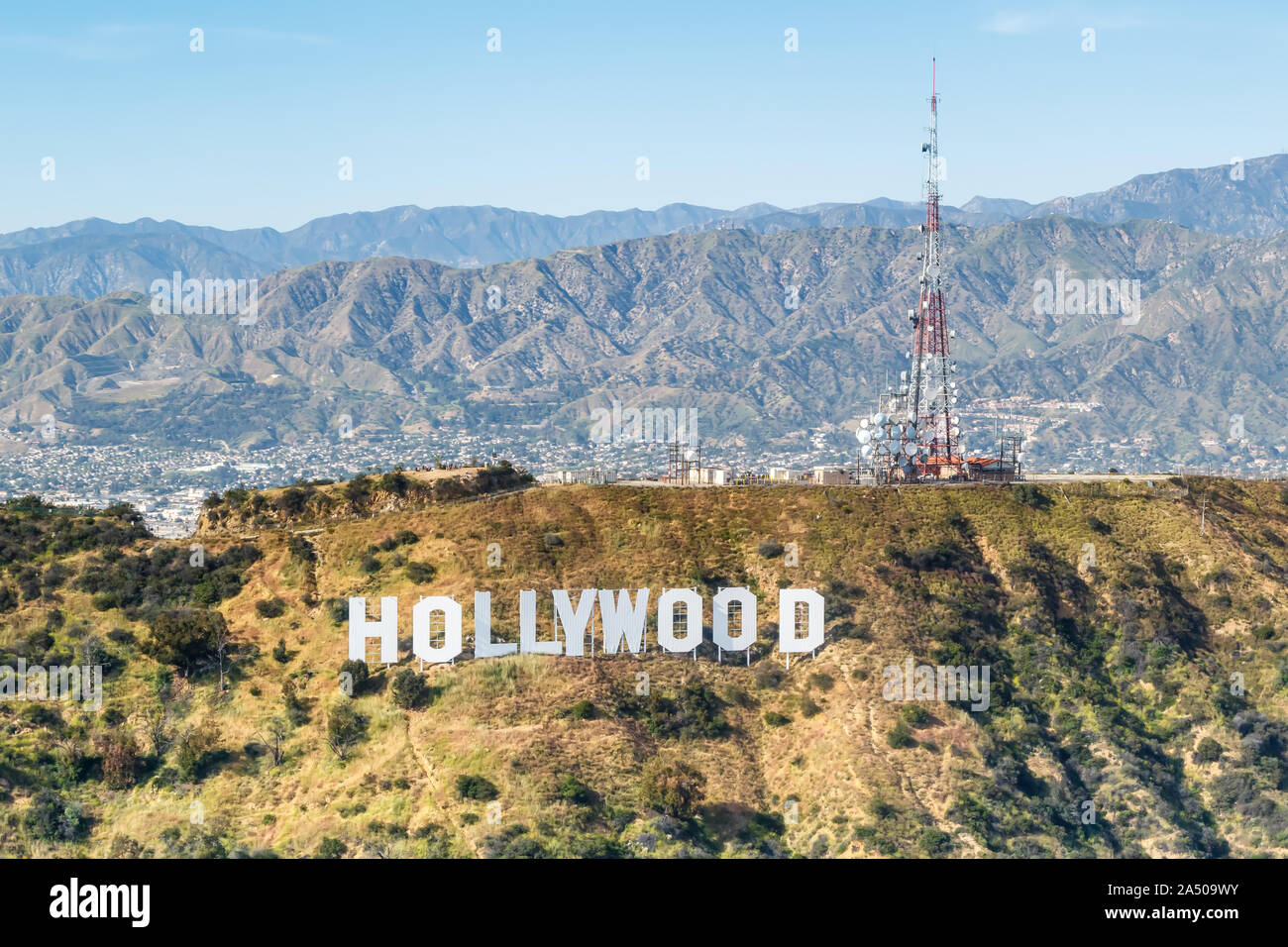 Los Angeles, Kalifornien - 14. April 2019: Hollywood Sign in Los Angeles, Kalifornien. Stockfoto