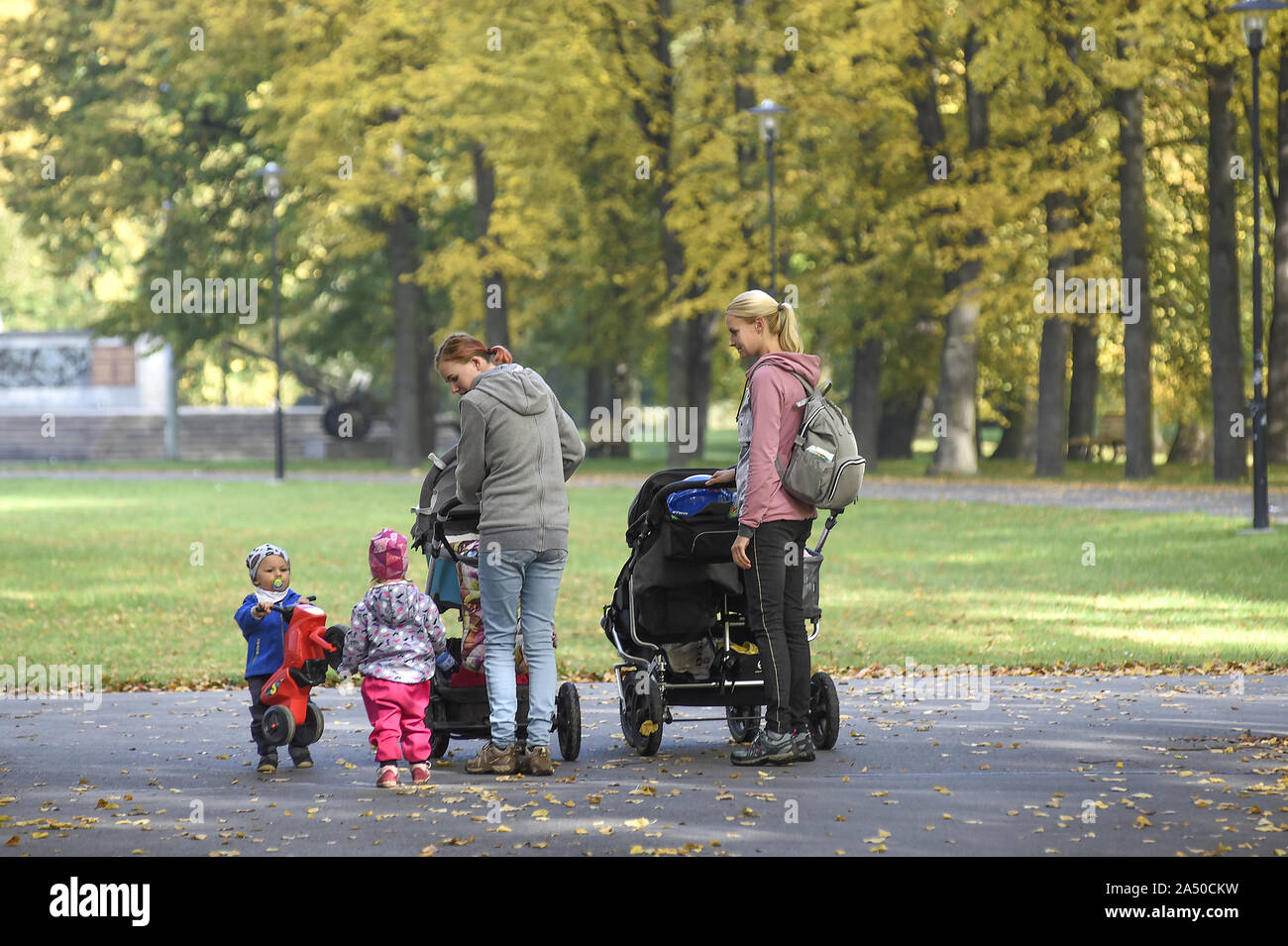 Die Menschen genießen Sonne und schöne Herbstwetter in der Tschechischen Republik, 15. Oktober 2019. (CTK Photo/Drahoslav Ramik) Stockfoto