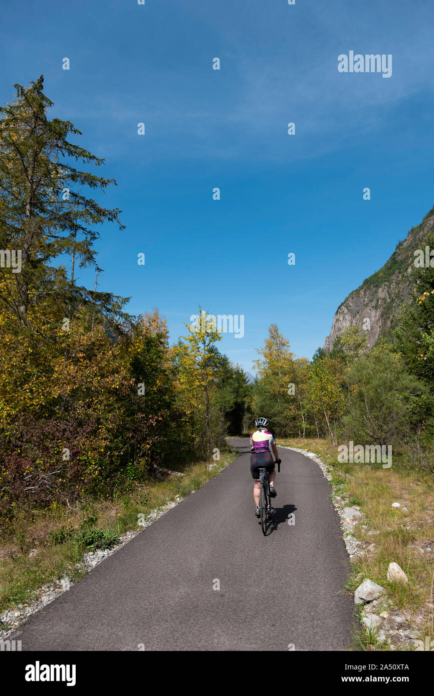 Radweg von Bourg d'Oisans, Venosc, Isère Abteilung, die Französischen Alpen. Stockfoto