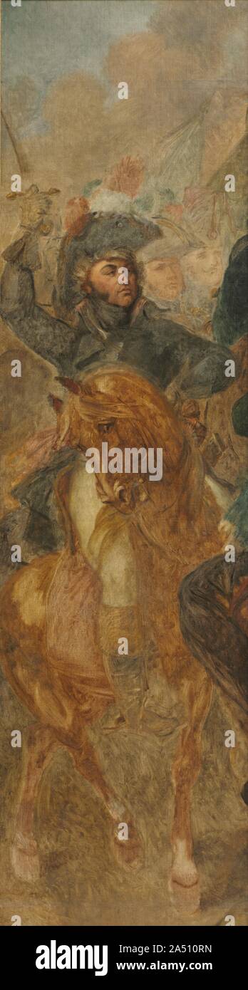 General Jean-Baptiste Kléber und ägyptischen Familie (Skizzen für die "Schlacht der Pyramiden"), C. 1835. 1810, Gros eine massive Malerei von Napoleon ausgestellt am 1798 Schlacht bei den Pyramiden, eines der seltenen französischen Triumphe in den ausgefallenen Kampagne zu erobern, Ägypten (1789-1801). Nachdem Napoleon zunächst von der Macht im Jahre 1814 fiel, das Gemälde ging in Lagerung, bis der neue König Louis-Philippe entschieden sich für ein historisches Museum in Paris wieder zu beleben. Aber, vielleicht Napoleons Bedeutung zu schmälern, ersuchte die Regierung Gros das Original mit einem Zusatz an jedem Ende p zu verstärken Stockfoto