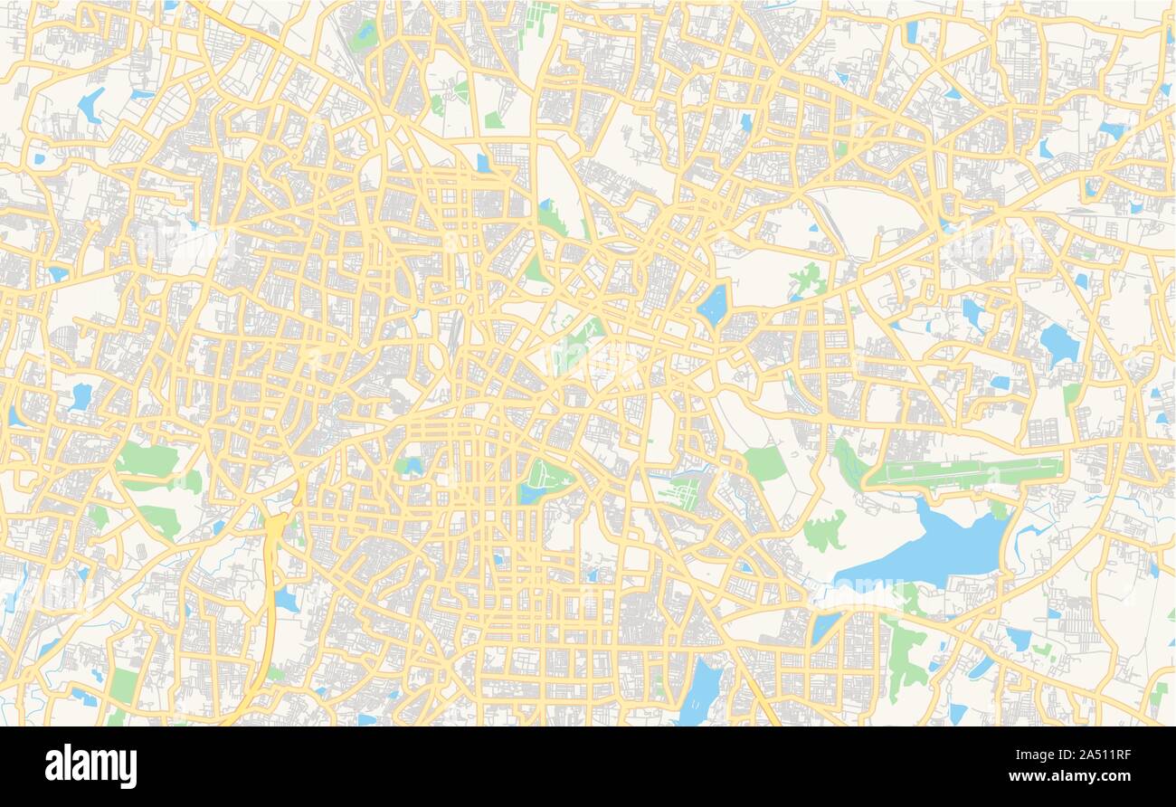 Druckbare Karte von Bangalore, Karnataka, Indien. Karte Vorlage für die geschäftliche Nutzung. Stock Vektor