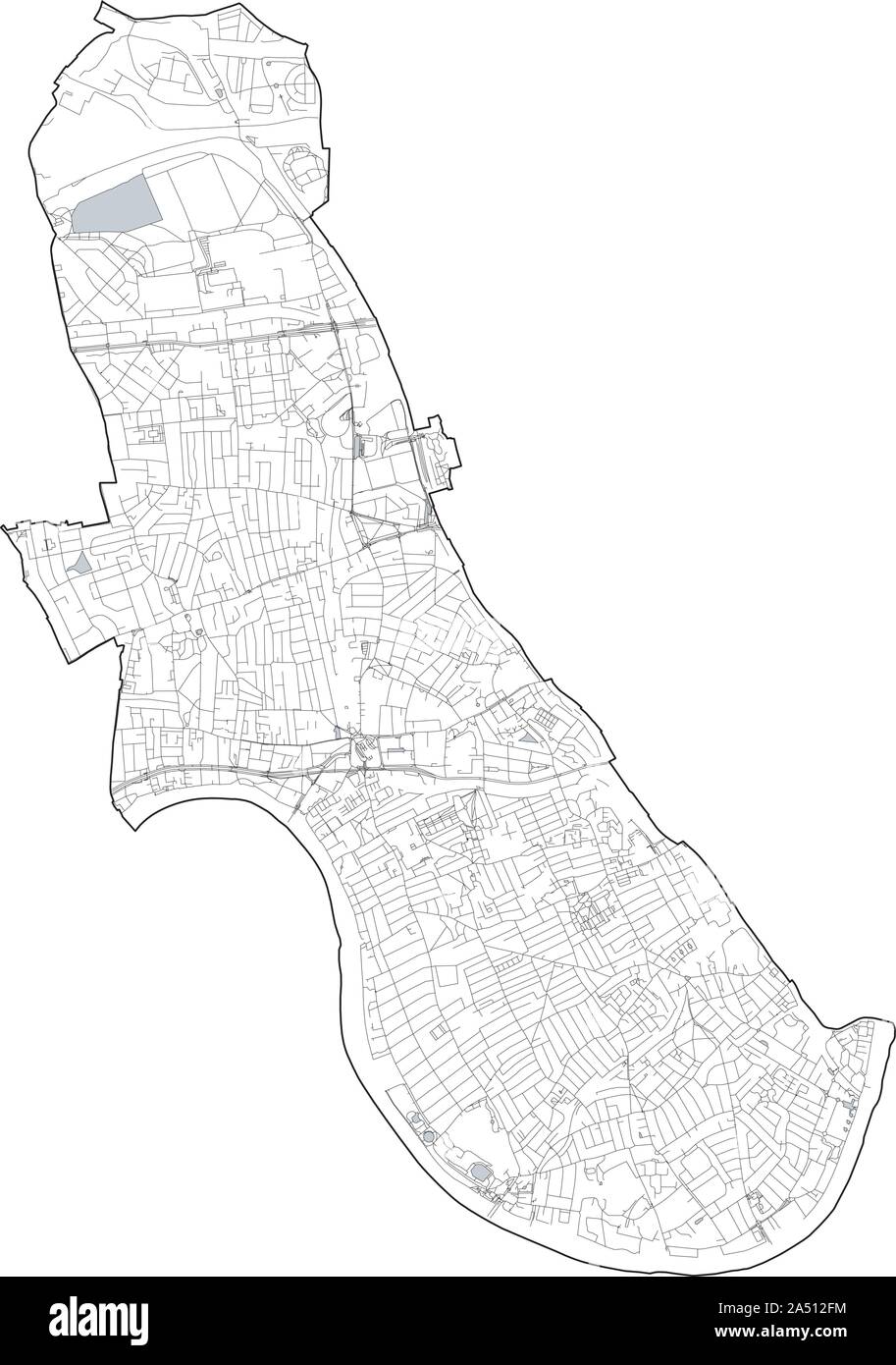 Sat-Blick auf den Londoner Stadtteilen, Karte und Straßen von Hammersmith und Fulham Borough. England Stock Vektor