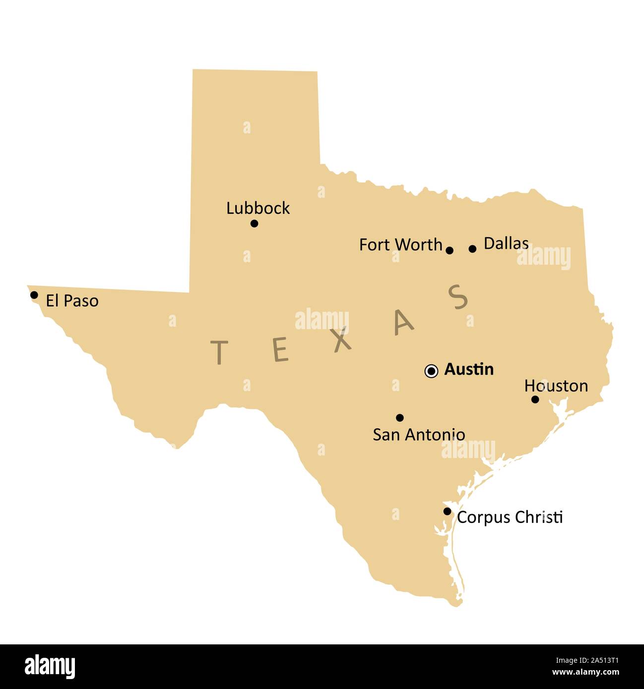 Texas isoliert Karte Stock Vektor