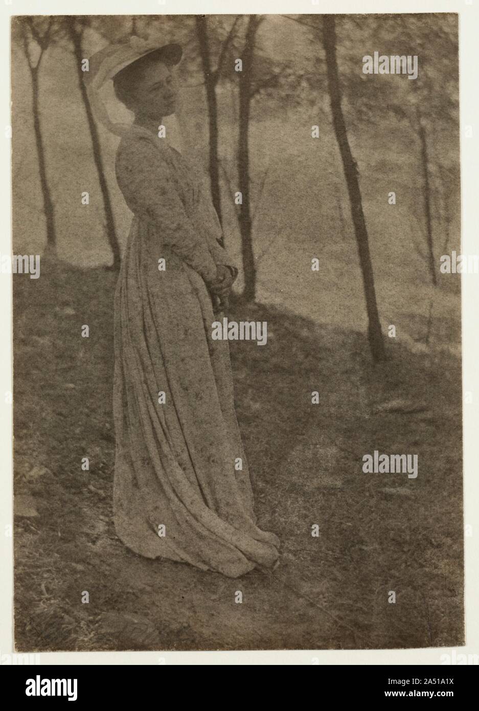 Julia Hall McCune, C. 1897. Weiß war ein Pionier der Amerikanischen pictorialist Vision. Seit mehr als 25 Jahren half er, die Form und die Richtung der Fotografie des 20. Jahrhunderts durch seine Arbeit als Practitioner, Führer, Lehrer und Mentor. Er war in erster Linie ein Fotograf, genoss seine Familie und Freunde in intimen Interieurs posing gegen ein Fenster oder im Freien bei Sonnenaufgang oder Sonnenuntergang. Er erweiterte seine Negative weiche Qualität durch Drucken auf Platin Papier, ein Medium, das die mittleren Töne einer Drucken mit großer Sensibilität macht. In diesem Bild Weiß stellte eines seiner liebsten Modelle, Stockfoto