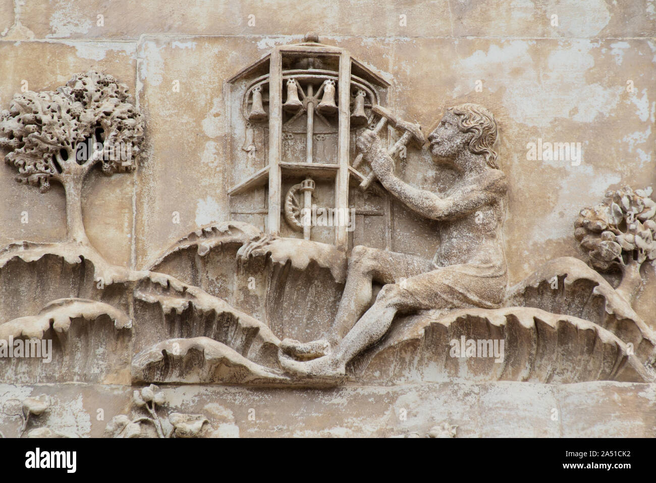 Jubal erfindet Musik - Orvieto Kathedrale (Duomo) - Detail der ersten Pier, einem der berühmtesten aller 14 C Skulptur Stockfoto