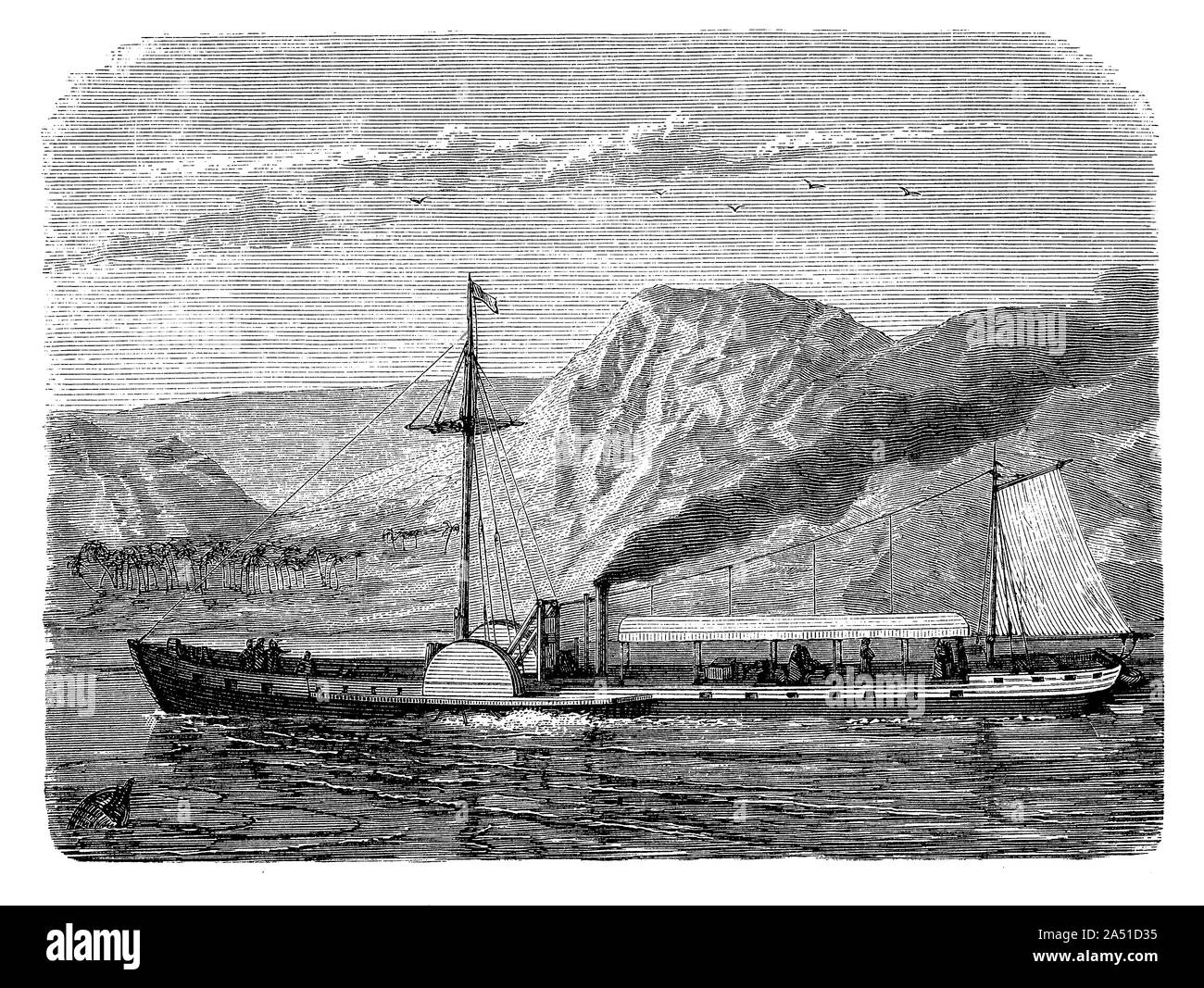 Robert Fulton amerikanischen Erfinder entwickelt eine kommerziell erfolgreiche Steamboat genannt Clermont, Passagiere von New York nach Albany und wieder zurück in 1807 Stockfoto