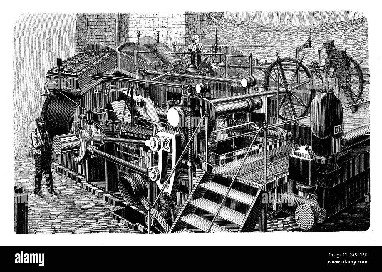 Mann-von-Krieg Motor Bau für eine schwer bewaffnete Kriegsschiff Stockfoto