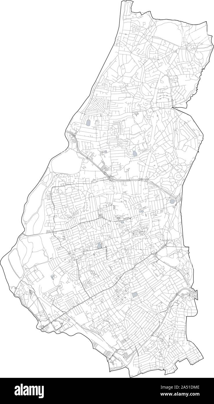 Sat-Blick auf den Londoner Stadtteilen, Karte und Straßen von Waltham Forest Borough. England Stock Vektor